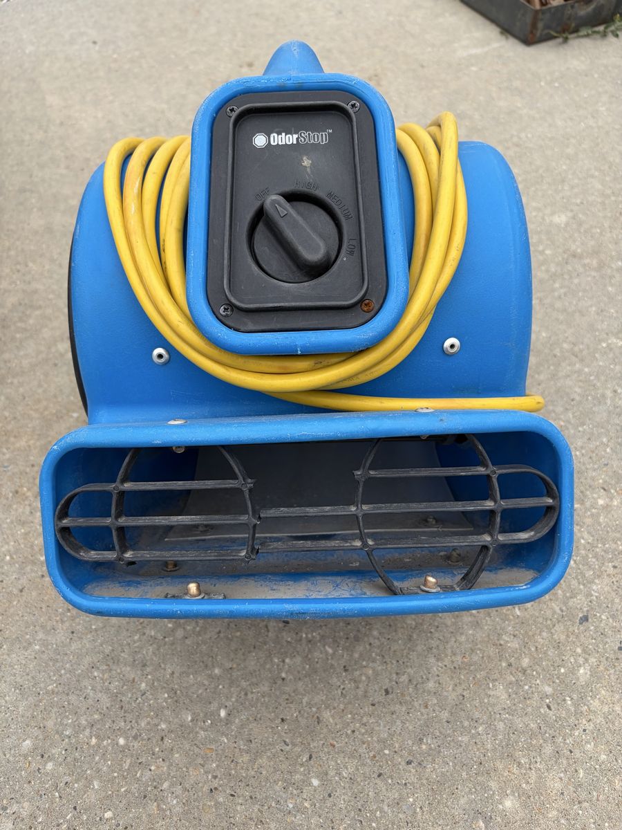 Two OdorStop OS500 Air Mover Blower Fan for Drying Carpet & Floors - Blue, Used