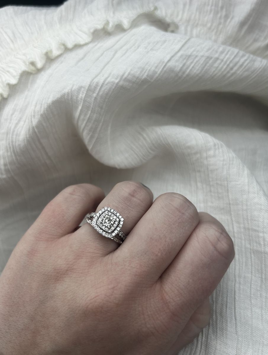 Natural diamonds- cushion cut engagement ring