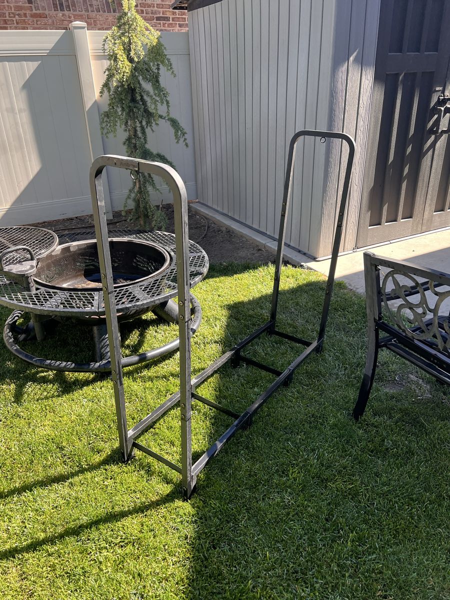 Fire pit and firewood storage
