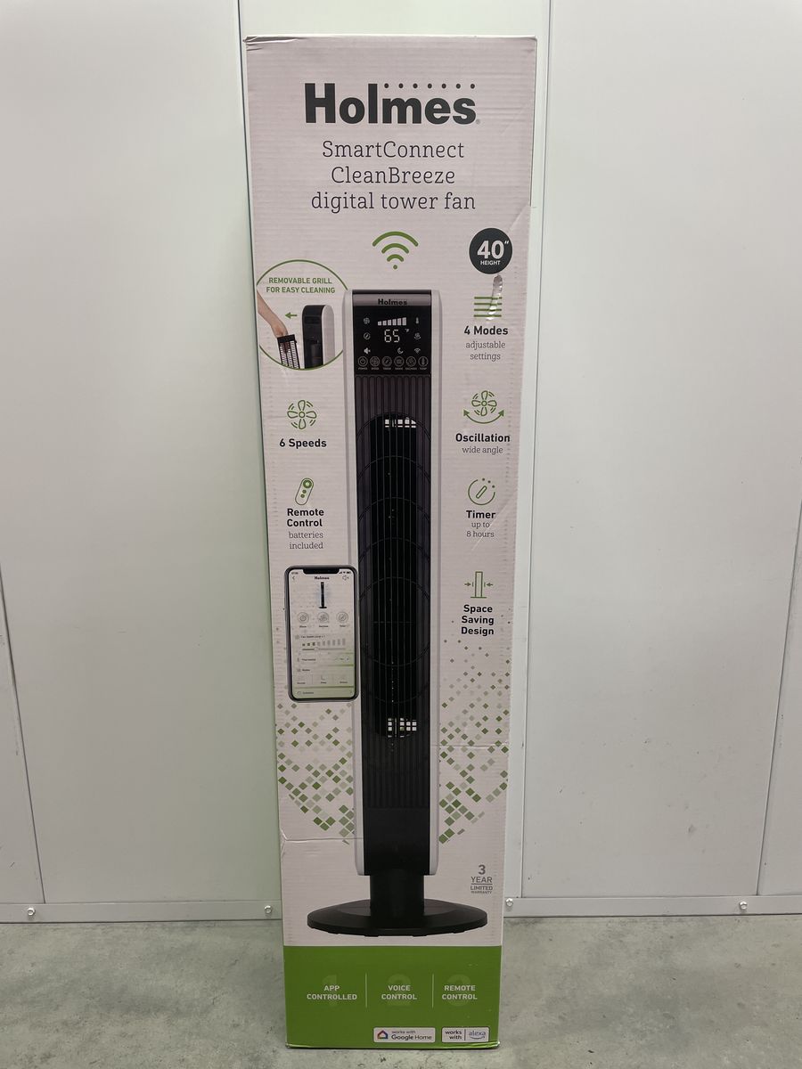 [NEW] Holmes 40" BreezePro Wi-Fi Tower Oscillating Fan with CleanBreeze