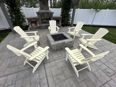 Set of 6 Cream/Off-White Adirondack Chairs - Patio Furniture, Outdoor Seating