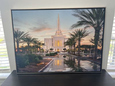 Large Framed Canvas - Gilbert Arizona Temple at Sunset