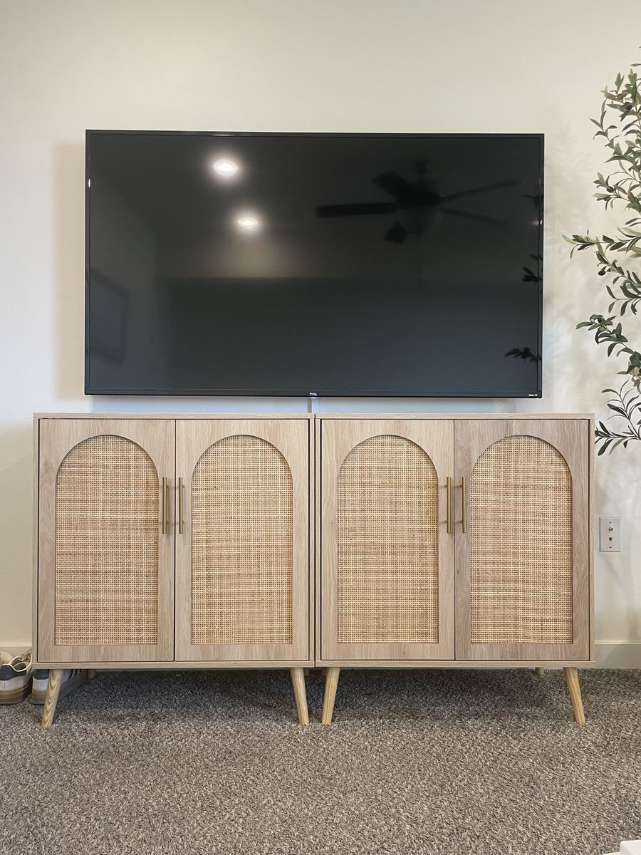 Boho Rattan Wood Cabinet