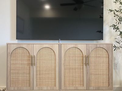 Boho Rattan Wood Cabinet