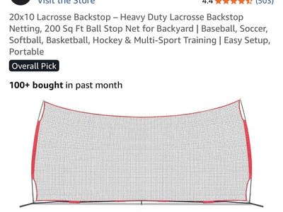 Sports net back stop (lacrosse, etc.)