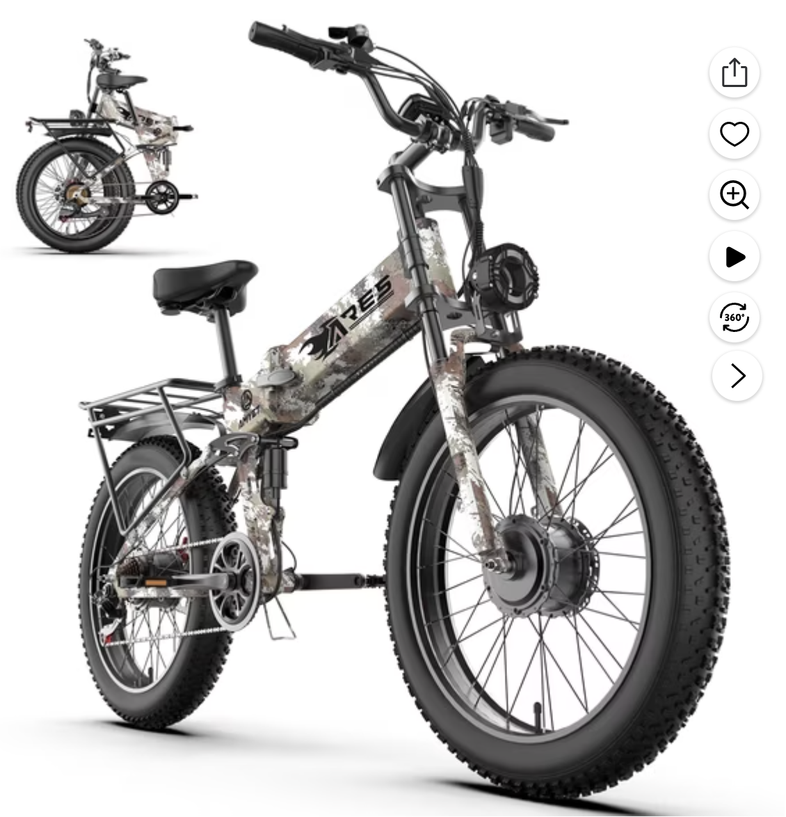 AMYET ARES AWD Folding E-Bike, Dual Motor 2000W