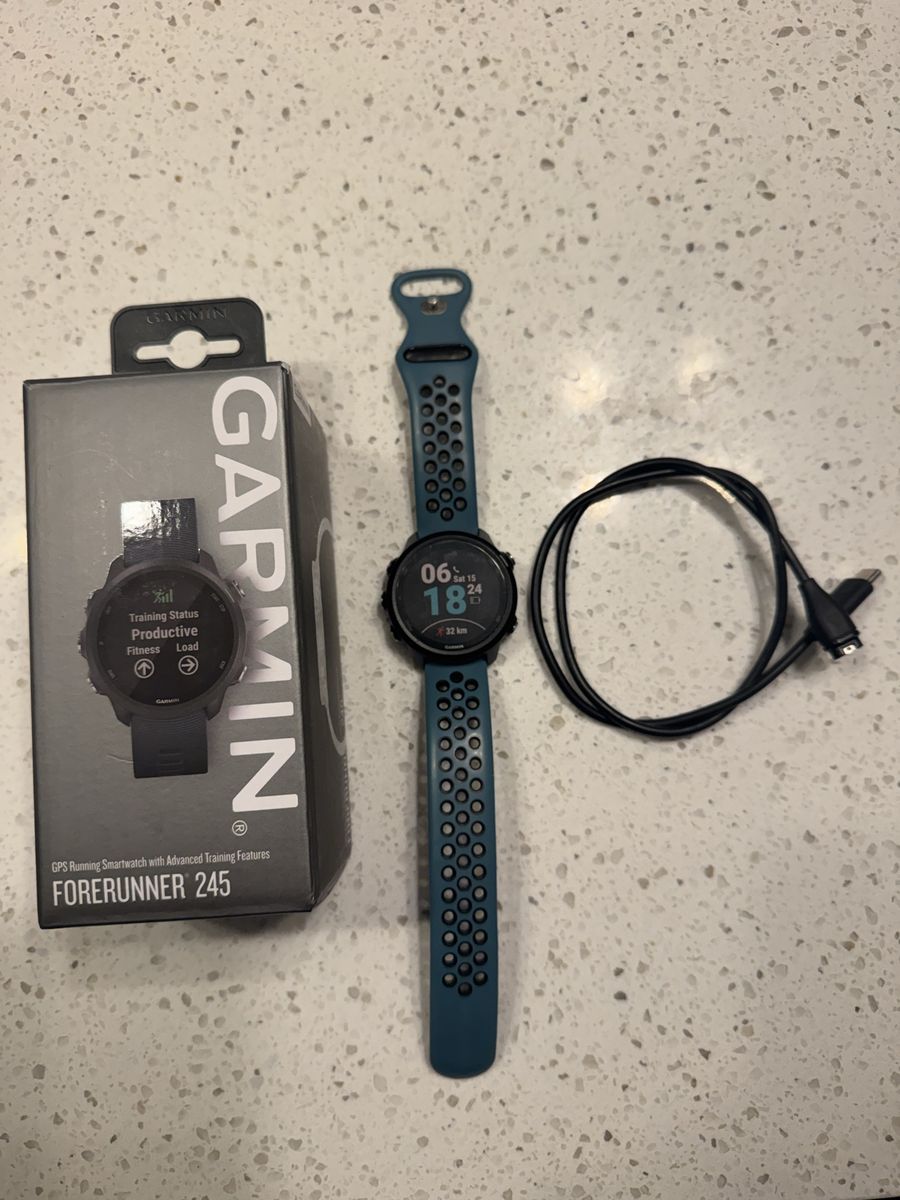 Garmin Forerunner 245 GPS Running Smartwatch with Charging Cable and Original Box