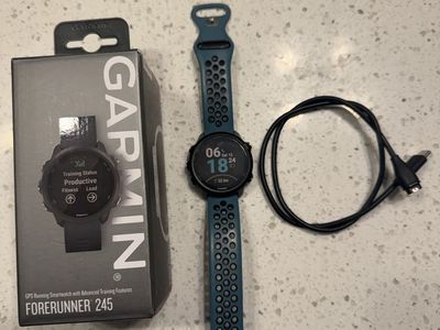 Garmin Forerunner 245 GPS Running Smartwatch with Charging Cable and Original Box
