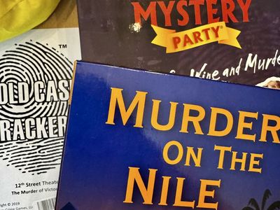 Assorted 4 Games Lot: Bananagrams Party, Murder Mystery Party, Cold Case Crackers, Murder on the Nile
