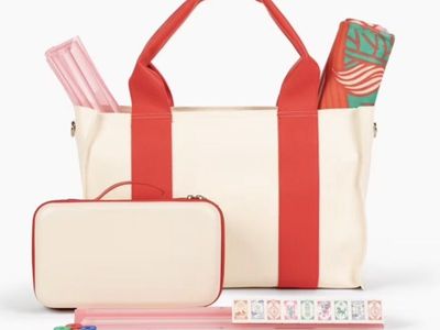 Mahjong Game Set with Carrying Case, Mat & Tote Bag