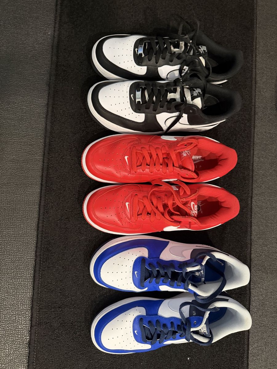 3 Pair of / Nike Air Force 1 Low : Red / Black/ Blue  White Men's Sneakers Size 11.5