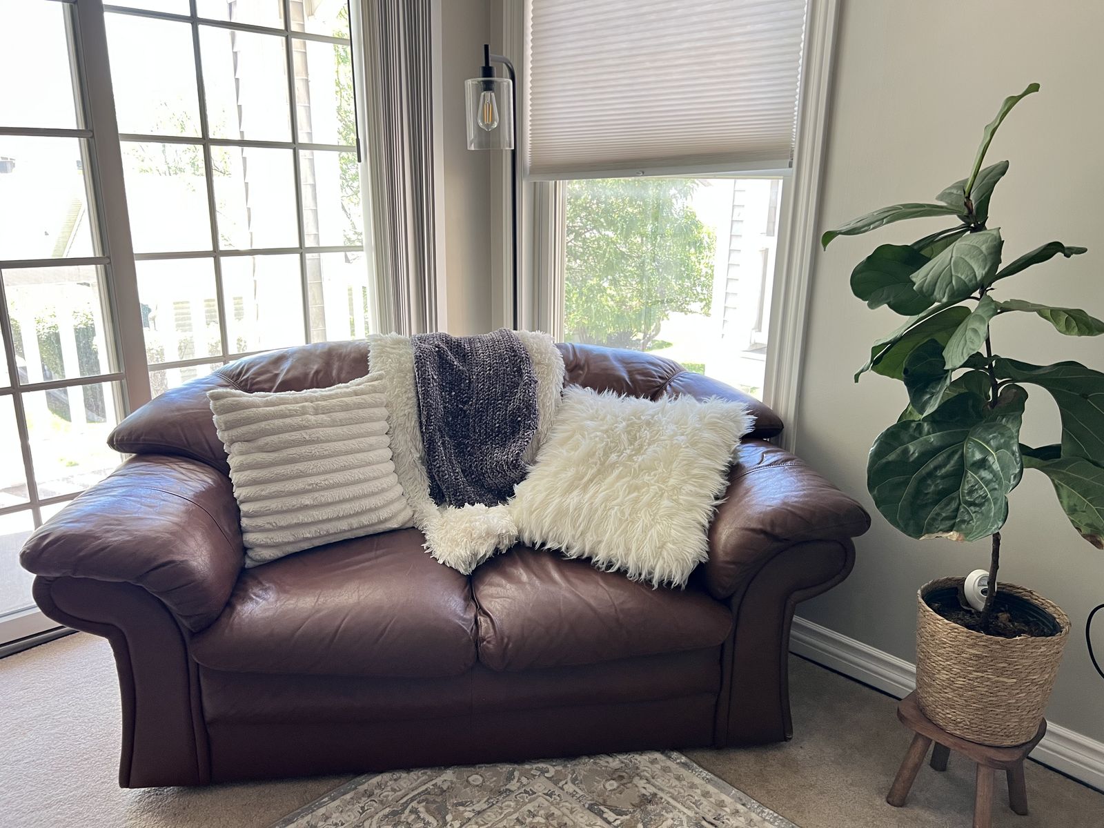 Moving Sale — Brown Leather Couch Set
