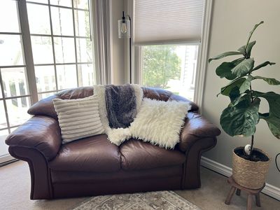 Moving Sale — Brown Leather Couch Set