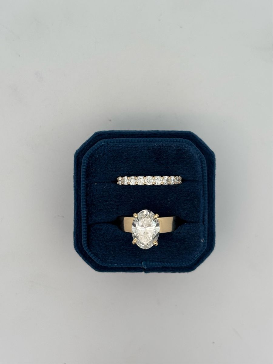 Oval Diamond Ring Set 3.16ct 14K Gold