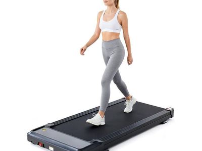 AOITUN - Quiet Under-Desk Walking Pad - Compact Slim Treadmill for Small Spaces & Home Office - Black