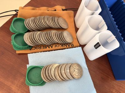 50 Silver Morgan dollar coins
