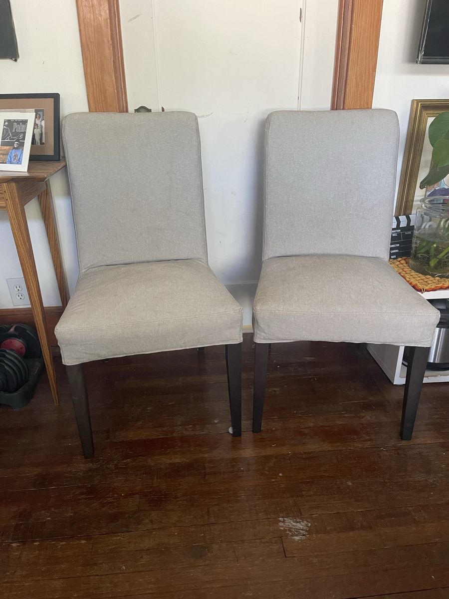 IKEA Henriksdal Dining Chairs (Set of 2) with Orrsta Light Gray Slipcovers