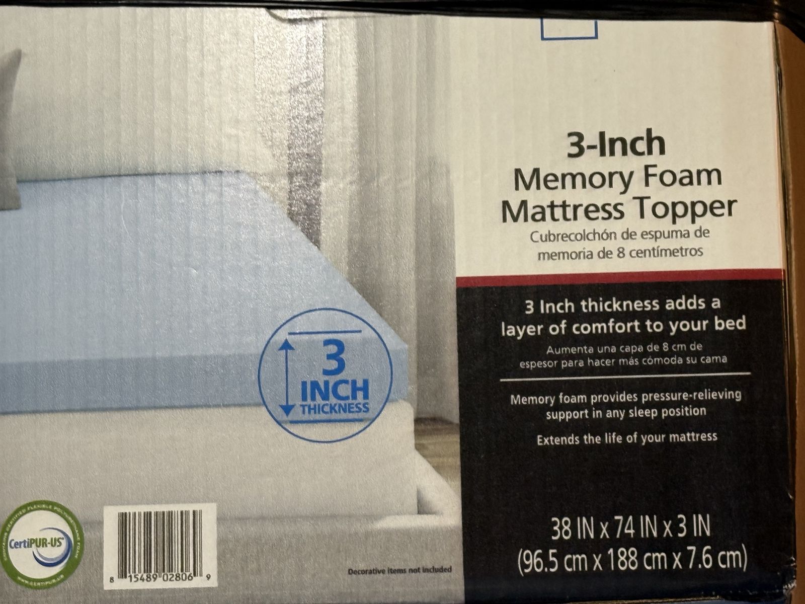 Foam mattress topper 3 inch