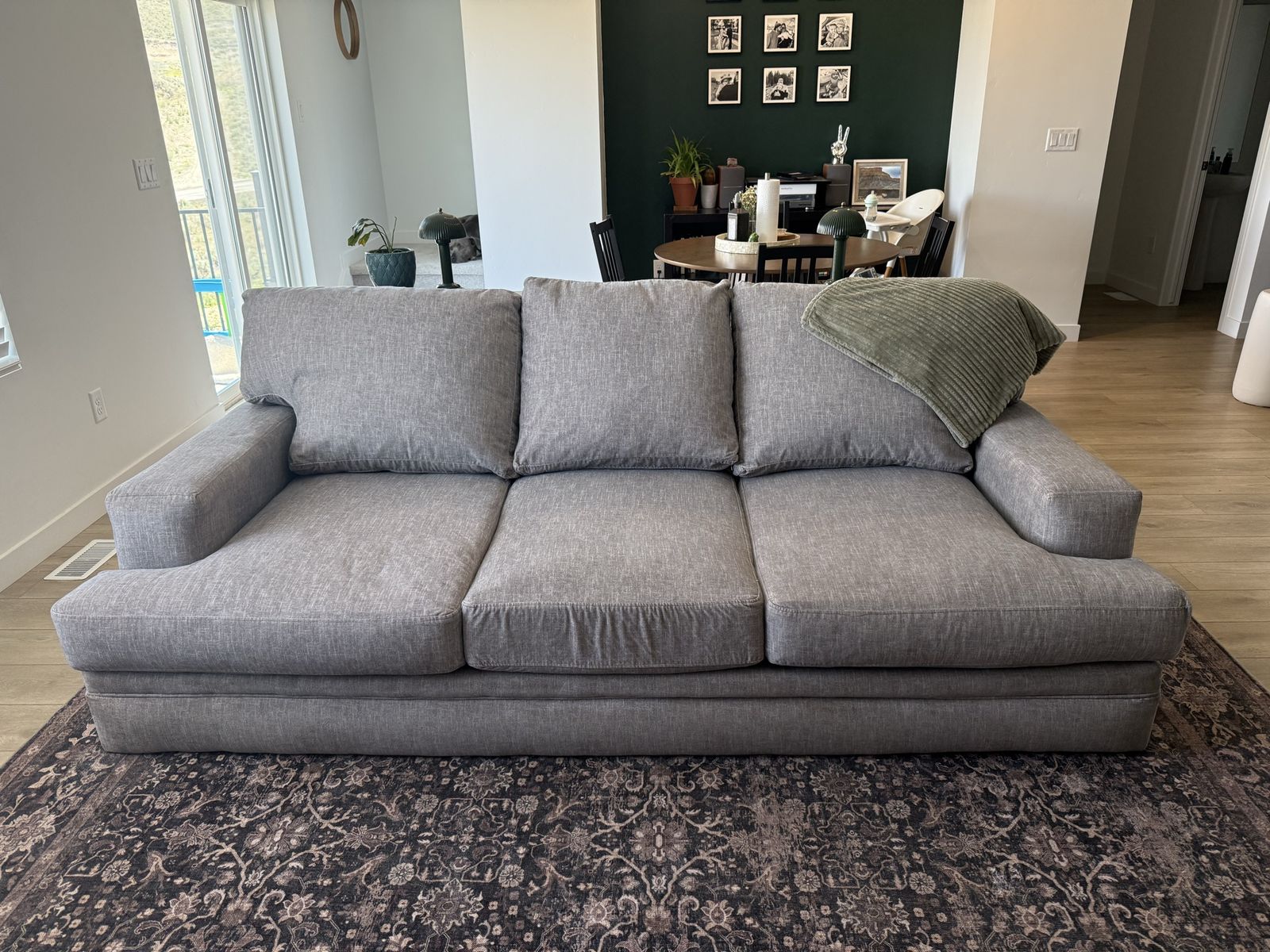 Grey Fabric down feather Sofa Couch