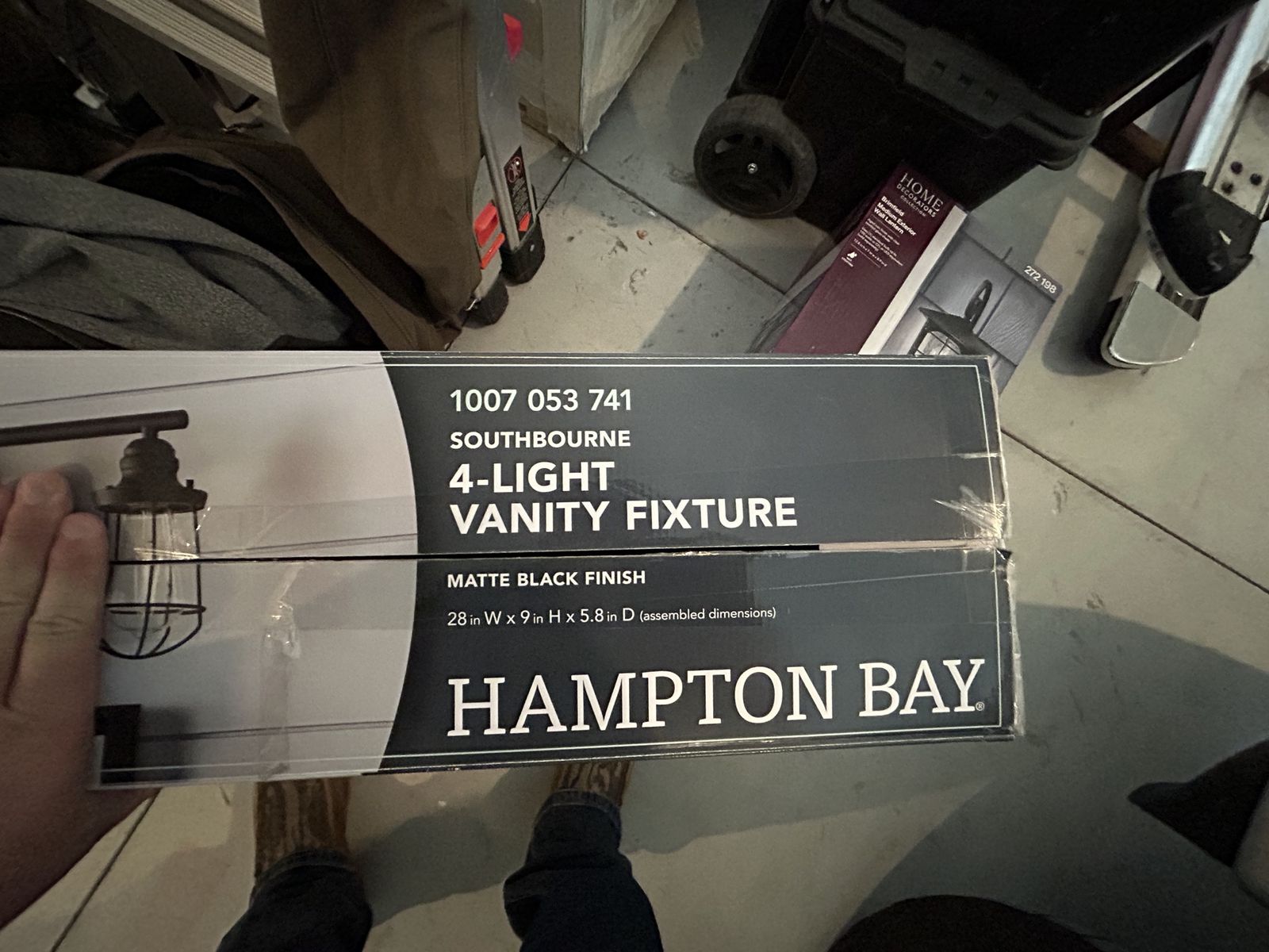 Hampton Bay Southbourne 4-Light Matte Black Vanity Fixture 28" W Industrial Style