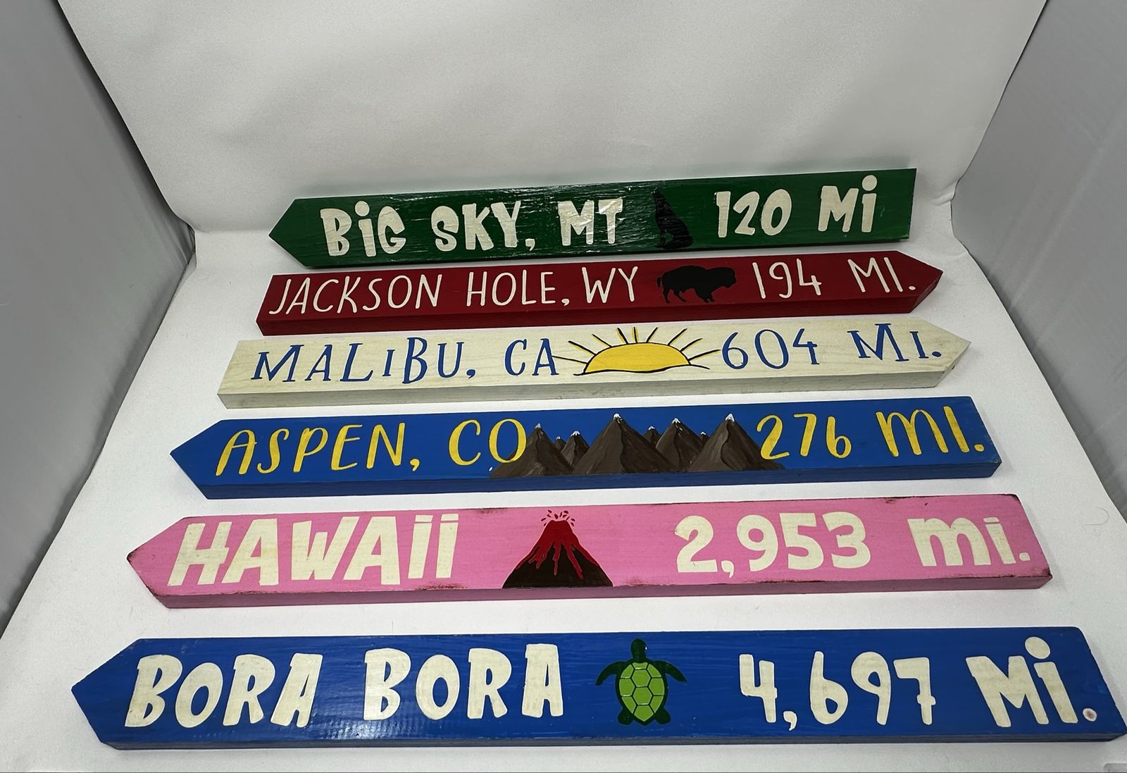 Rustic Wood Travel Sign Set (6)