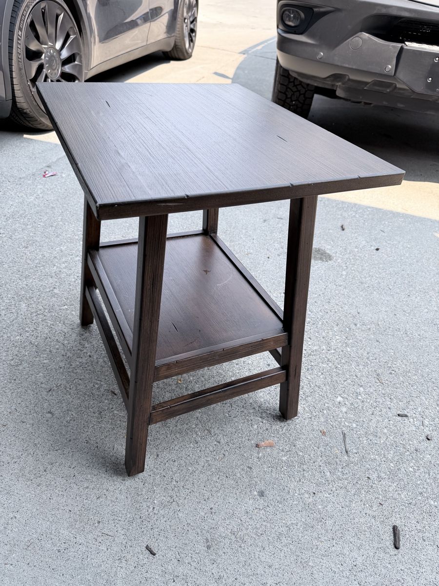 Dark Wood Side Table with Storage Shelf