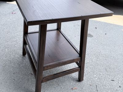 Dark Wood Side Table with Storage Shelf