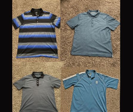 4 golf shirts Travis Mathew Adidas mens large polyester