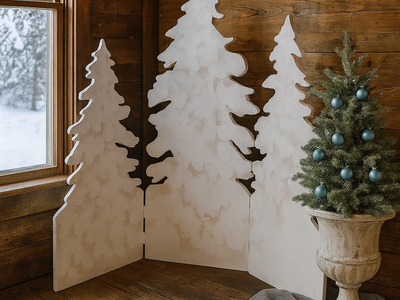 3 Panel Tree Cut Out Folding Screen Christmas Holiday Winter Wedding Decoration Backdrop