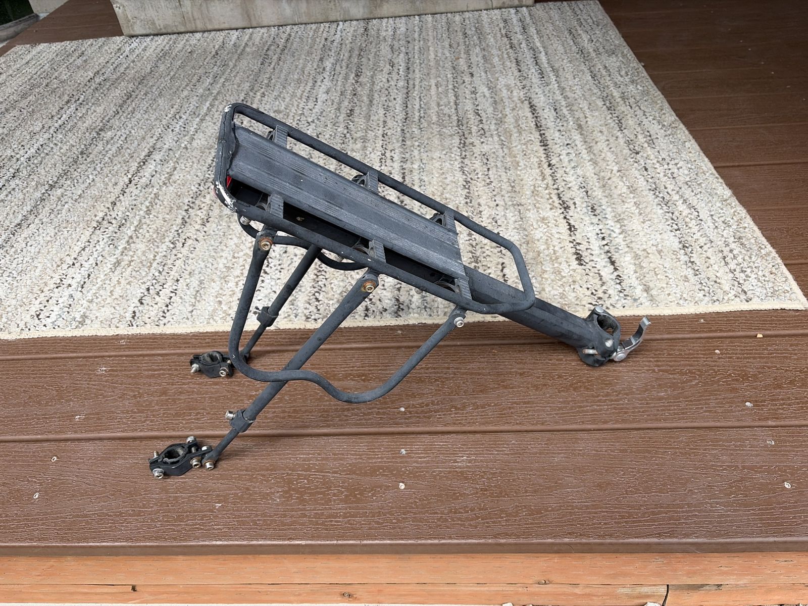 Bicycle Rear Rack - Black Adjustable Bike Cargo Carrier for Commuting or Touring