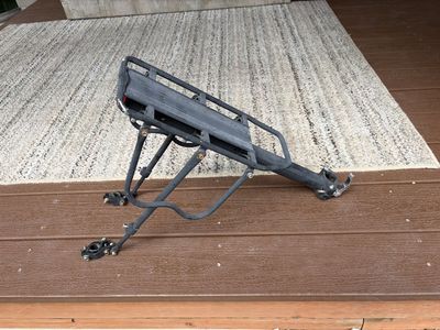 Bicycle Rear Rack - Black Adjustable Bike Cargo Carrier for Commuting or Touring