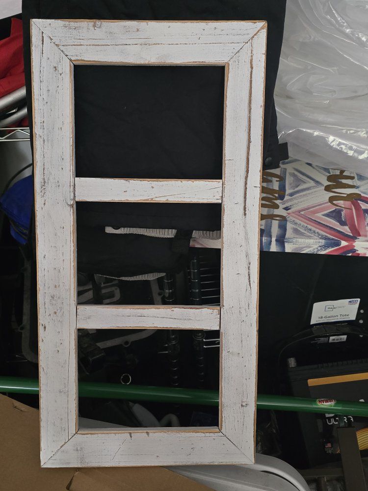Distressed White Wooden Wall Frame Multi-Opening Decor