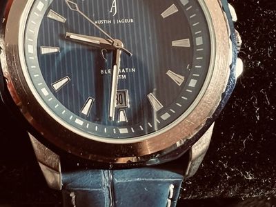 Austin Jageur Men's Watch Blue Dial Leather Strap