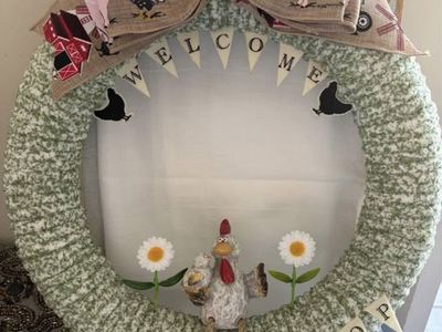 Welcome to the Coop Farmhouse Chicken Wreath