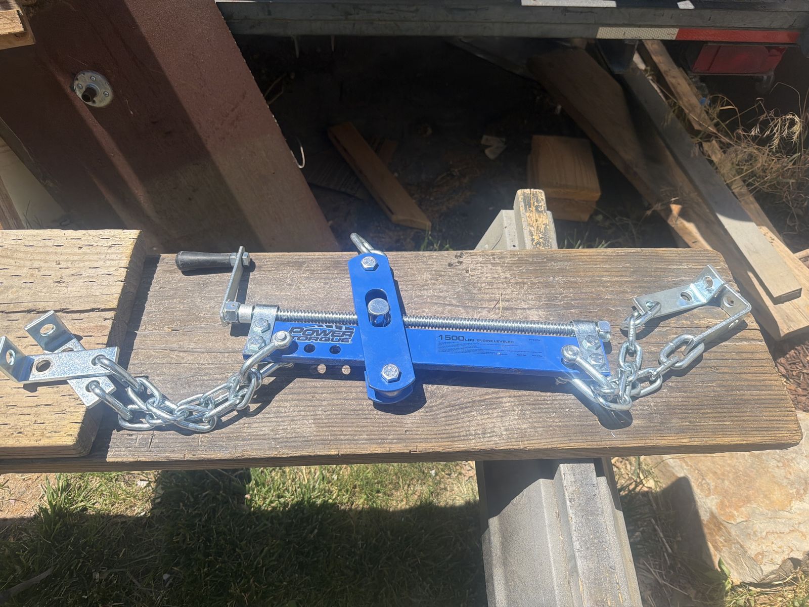 Power Torque 1500 lb Engine Leveler Blue with Chains for Engine Hoist Lift Jack