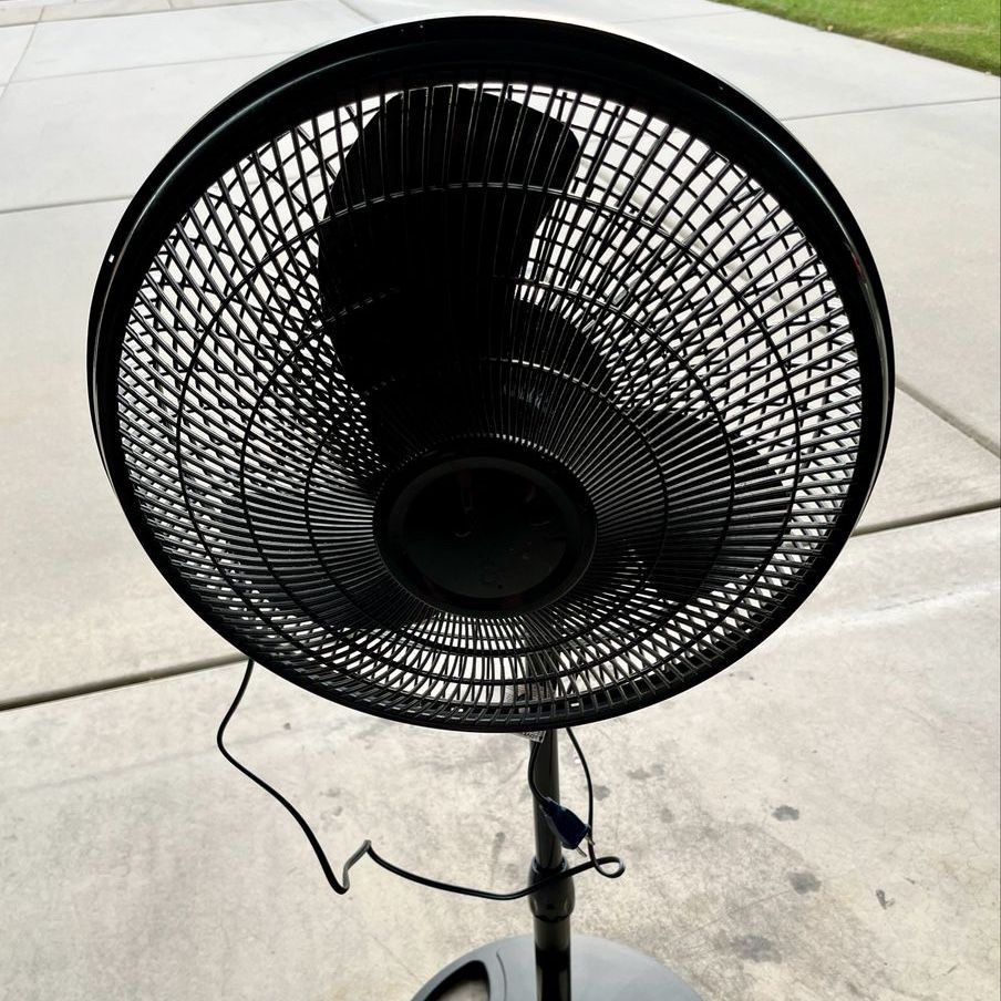 Generic Black Pedestal Fan - Adjustable Height Oscillating Stand Fan, Good Condition