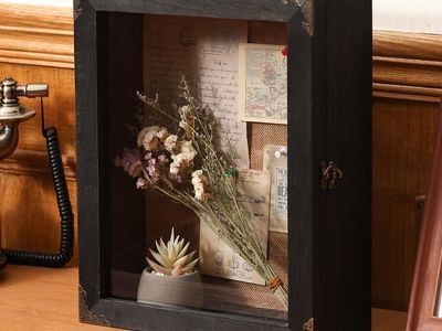 Shadow Box Depth 4.7in Shadow Boxes Display Cases with Cork Board Backing Rustic Burnt Wood Box for Flowers Bouquet We