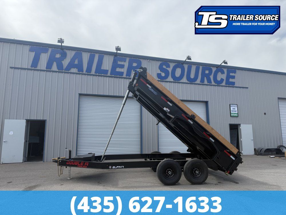 Double A Excel Series ELP 7x14 ft Dump Trailer 20" Sides 15.4K GVWR I-Beam Frame, Telescopic, Wireles Remote
