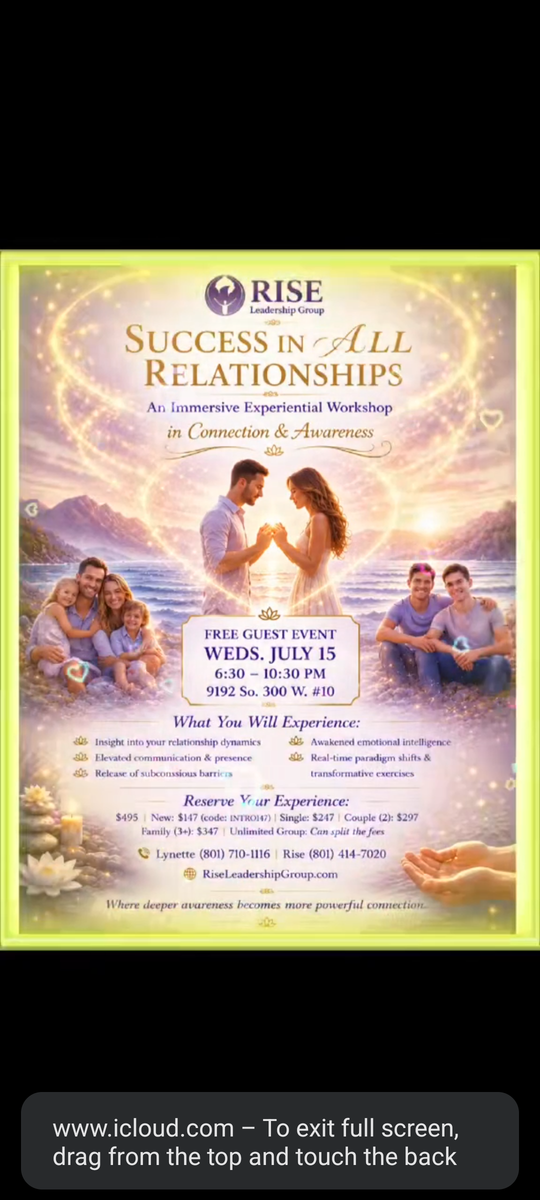 Workshop - July 15 - 18 Success in All Relationships