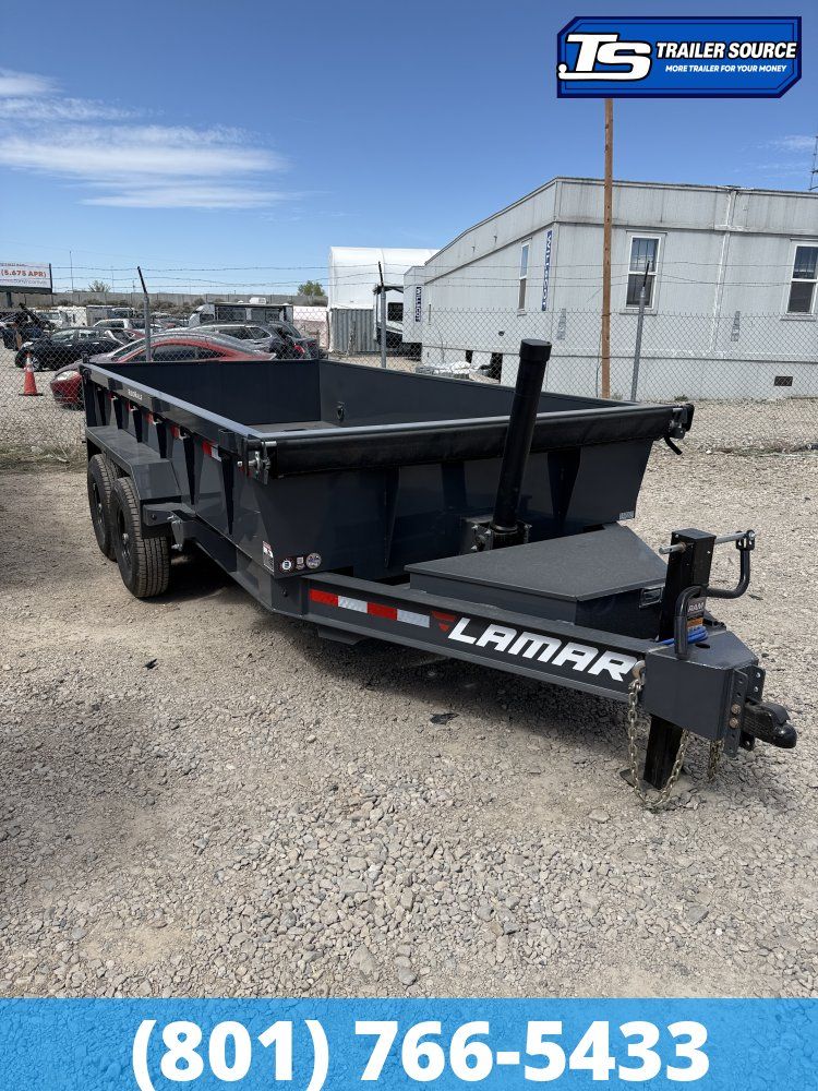 7x14 Lamar DT Dump Trailer - 24" Sides - 14K GVWR - Stabilizer Jacks, Telescopic