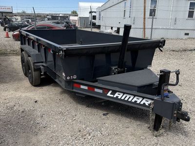 7x14 Lamar DT Dump Trailer - 24" Sides - 14K GVWR - Stabilizer Jacks, Telescopic