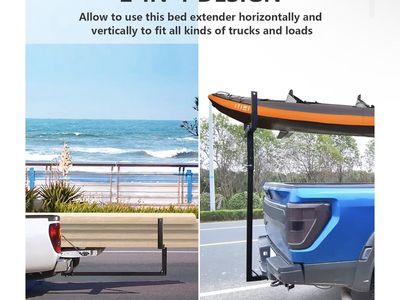 2-in-1 Truck Bed Extender Kayak/Canoe Hitch Mount Load Support Heavy Duty Steel