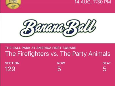 (1) Banana Ball Ticket - The Firefighters vs. The Party Animals (Aug 14)