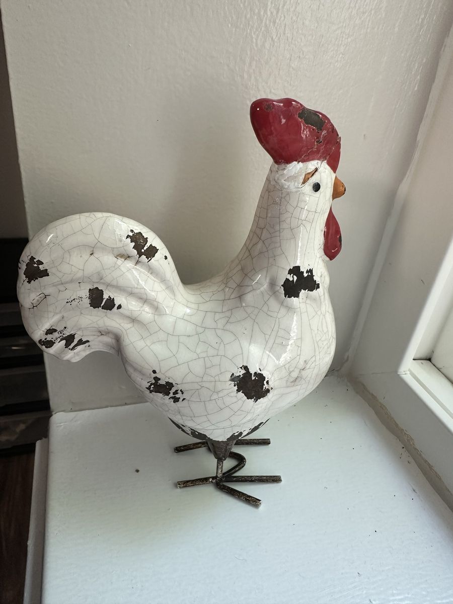 Vintage Ceramic Rooster Figurine Shabby Chic Farmhouse Decor