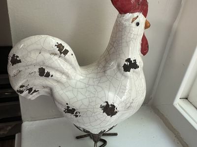 Vintage Ceramic Rooster Figurine Shabby Chic Farmhouse Decor