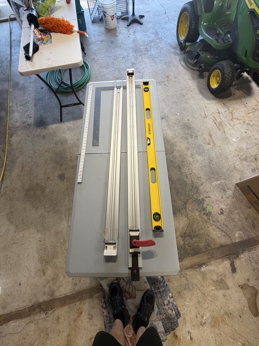 Husky 100” cutting guide/rail, Stanley Level and Measuring Straight Edge Tools Lot