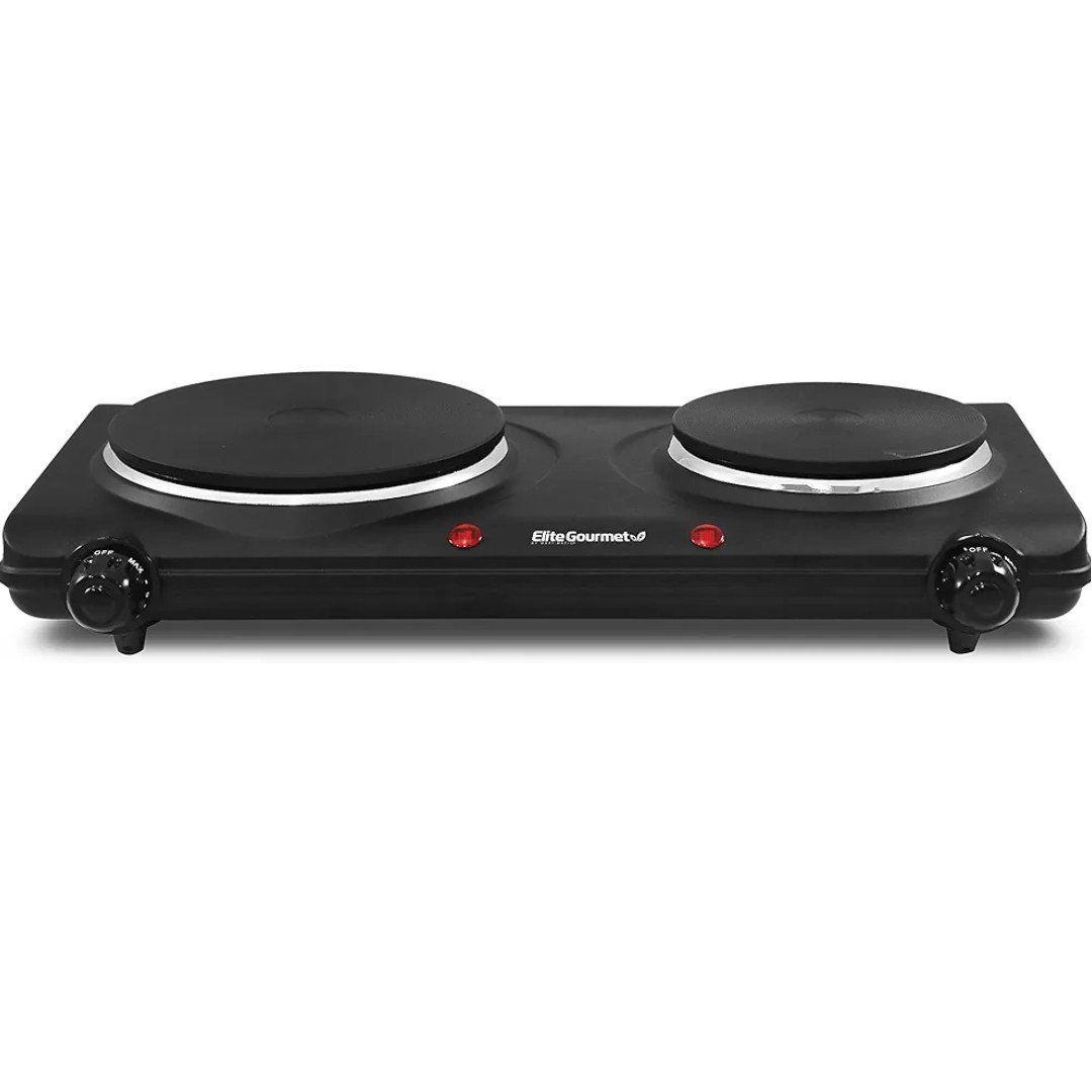 Elite Gourmet Countertop Double Cast Iron Burner