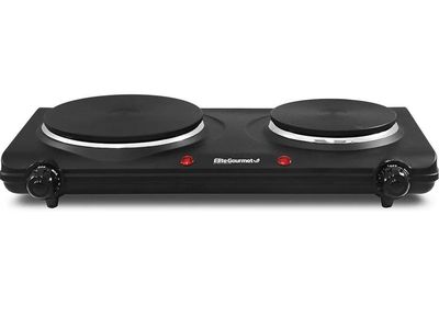 Elite Gourmet Countertop Double Cast Iron Burner