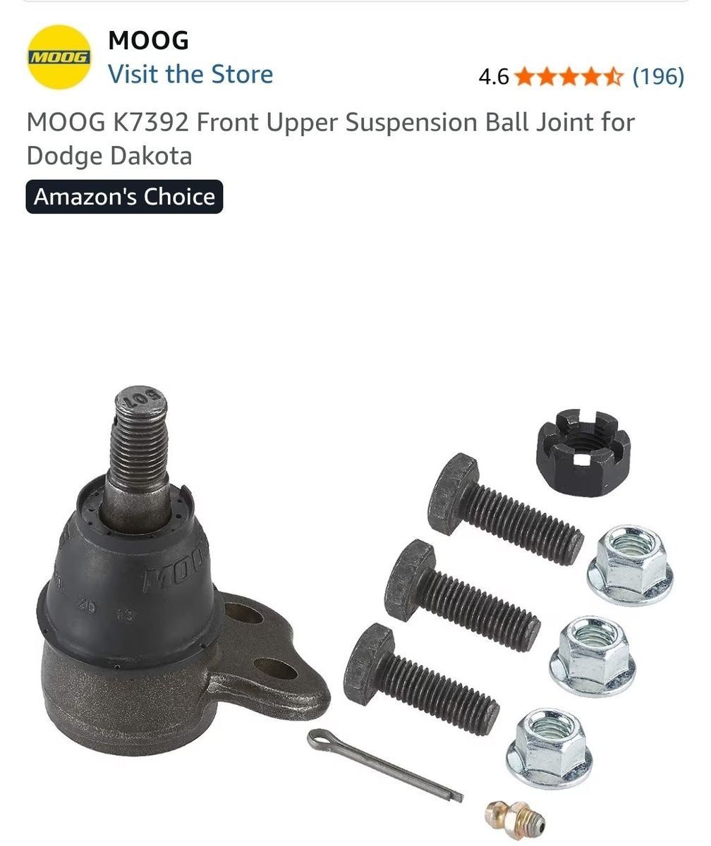 MOOG K7392 Front Upper Suspension Ball Joint for Dodge Dakota and Durango - Greasable Design