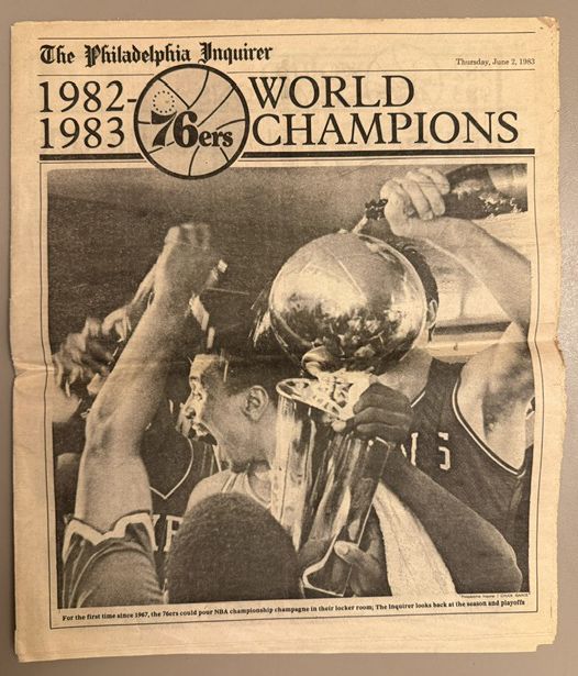 Vintage 76ers Basketball 1982-1983 NBA World Champions Newspaper